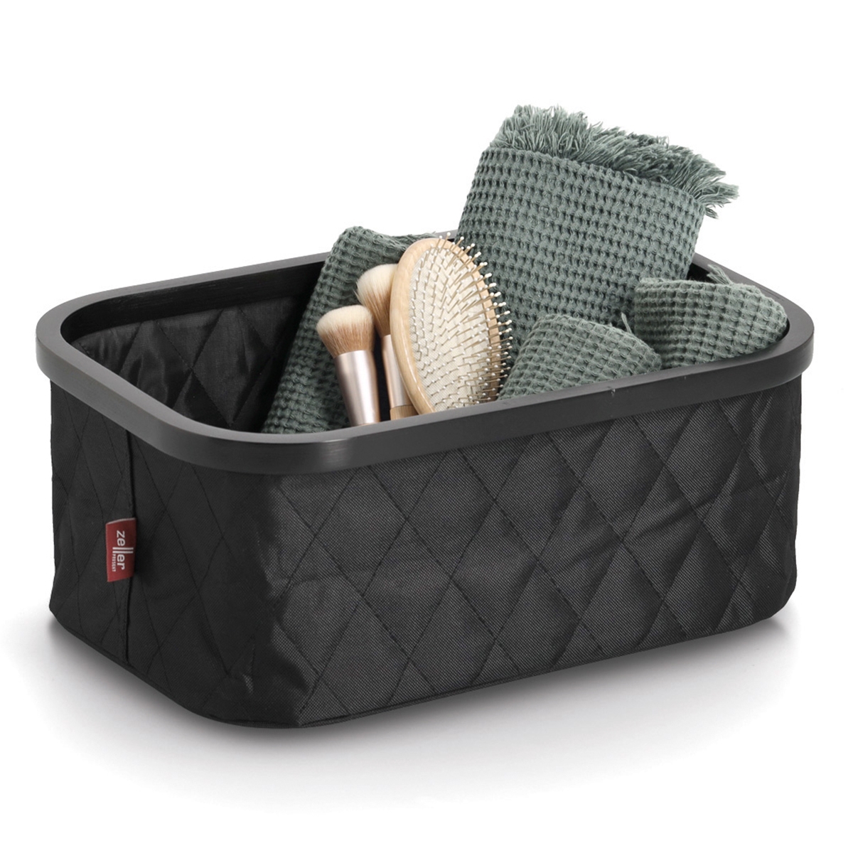 Zeller Opbevaringskurv i bambus og stof, Quilt, Small