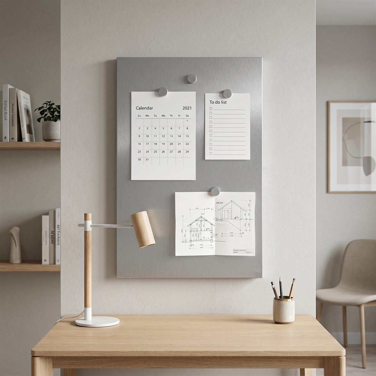 Zeller Magnetisk tavle i stål - 40 x 60 cm.